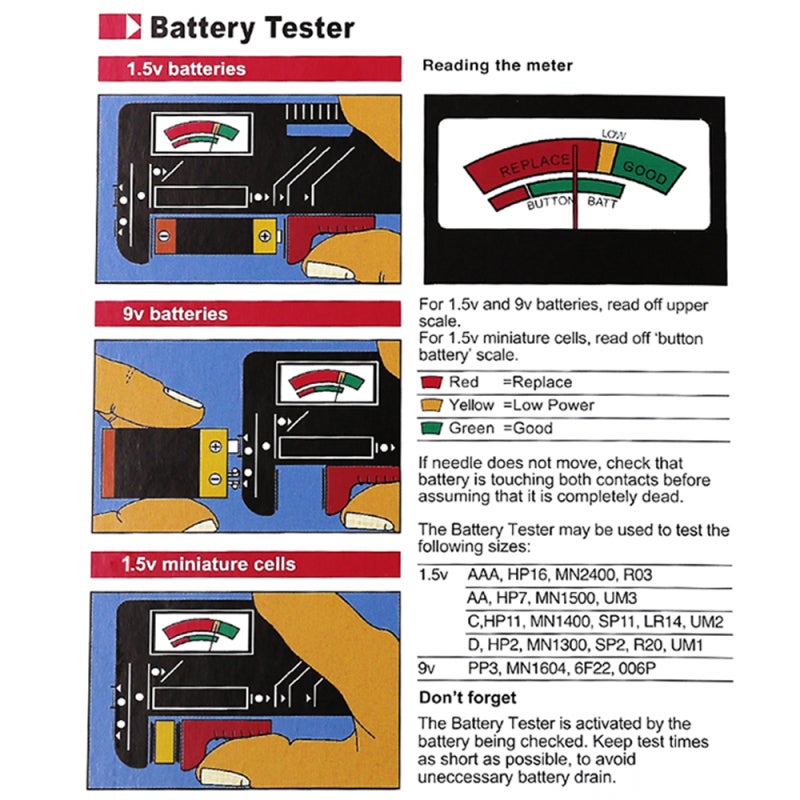 Battery Tester Compact Size Easy Operation - Dual Type Option Battery Detector for Household Battery Testing - Image 2