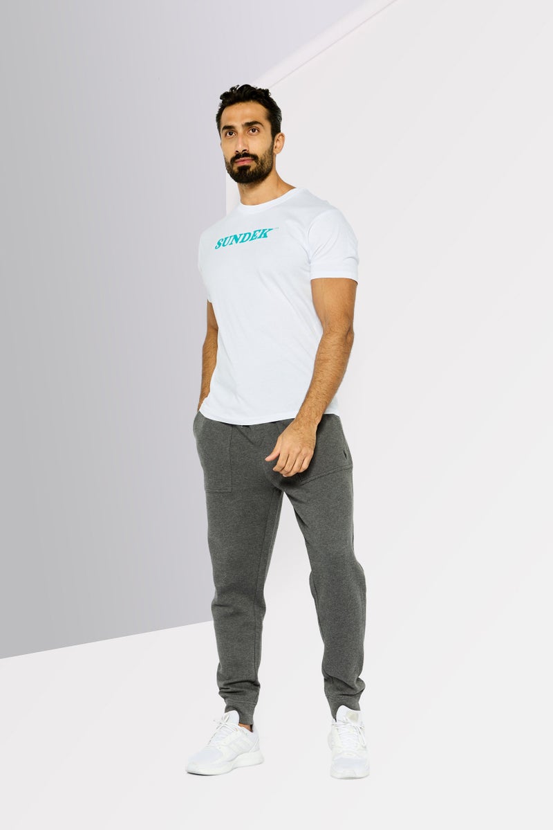 Sundek Men Crew Neck Short Sleeve Brand Logo T-Shirt, White - Image 2