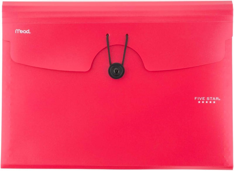 Five Star 6-Pocket Expanding File, Bungee Closure, Holds 11" x 8-1/2", Fire Red (350100B-ECM) - Image 5