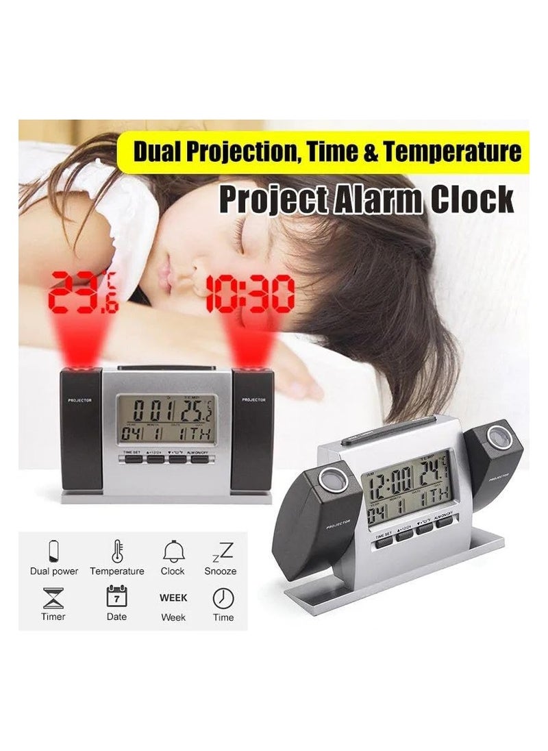 Generic - Dual Projection Clock: exquisite design and premium materials | LCD calendar, display adjustment | Perfect time and temperature display - Image 1