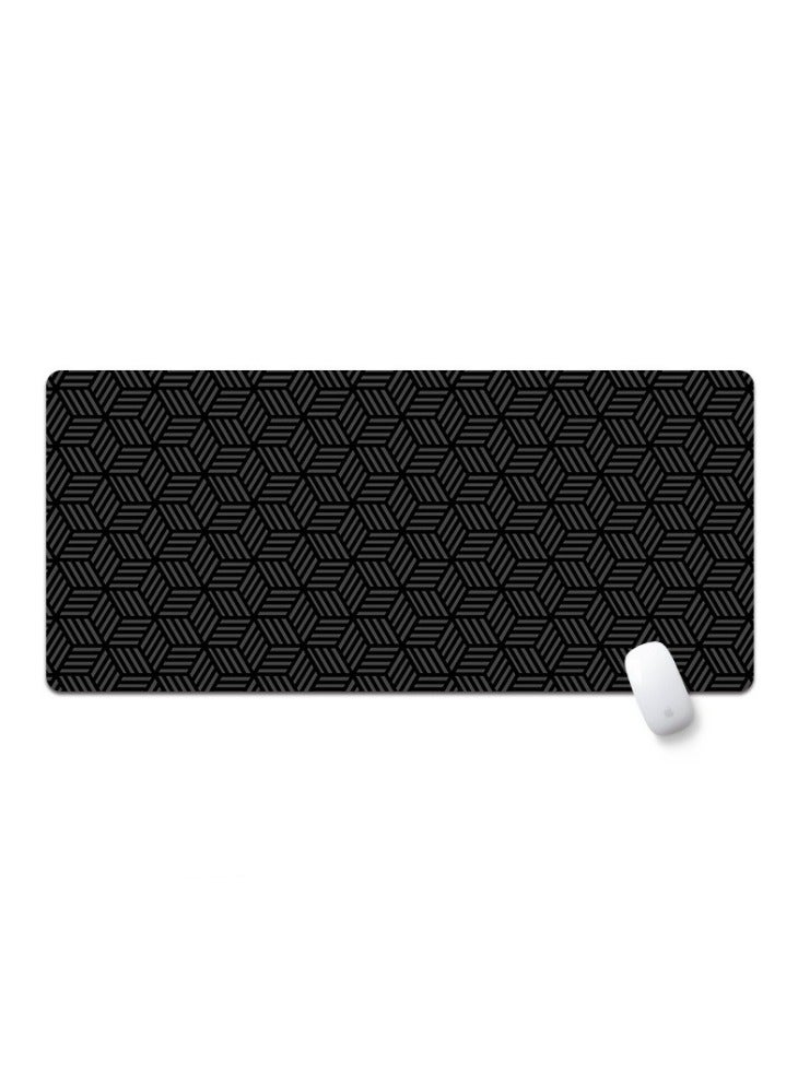 700×300×2mm Large Gaming Mouse Pad Stitched Edges Extended Mousepad Smooth Cloth Surface Non-Slip Rubber Base Waterproof Anime Black Extended Comfortable Mouse Mat Desk Pad Spill-Resistant Desk Pad for Keyboard and Mouse Black(Square lines) 
