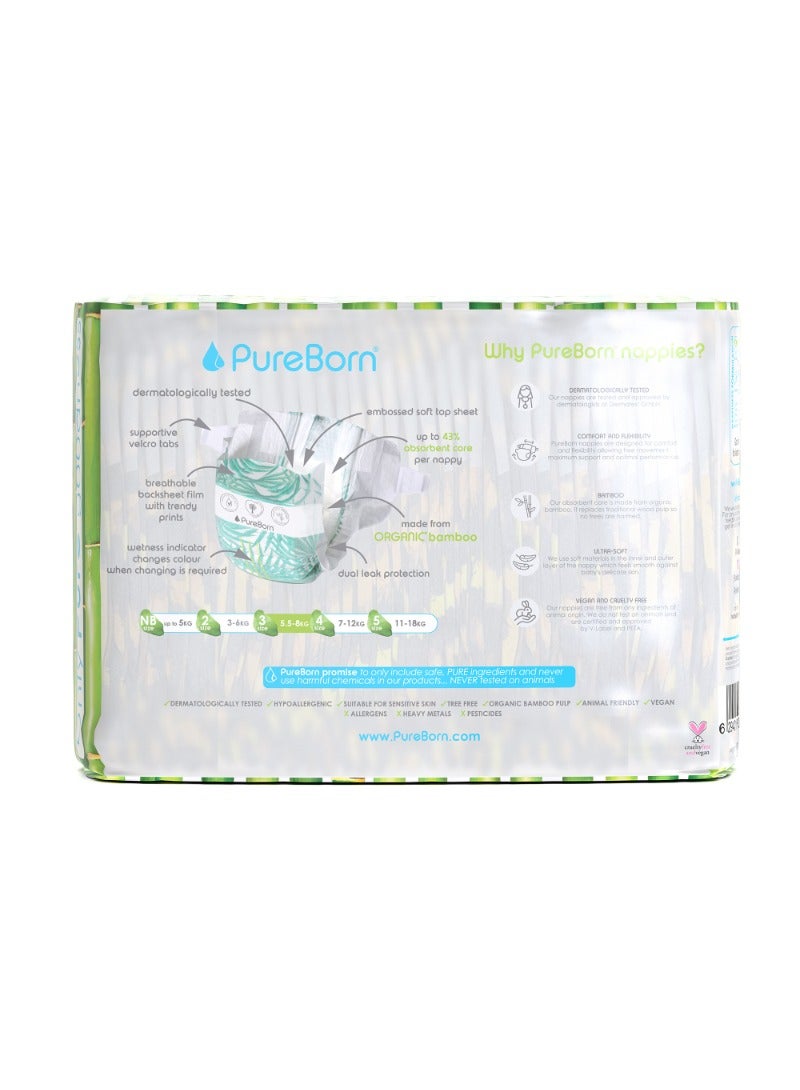 PureBorn Organic Diapers Size-3 5.5-8kg Single Pack Leopard Print 28 Diapers - Image 2
