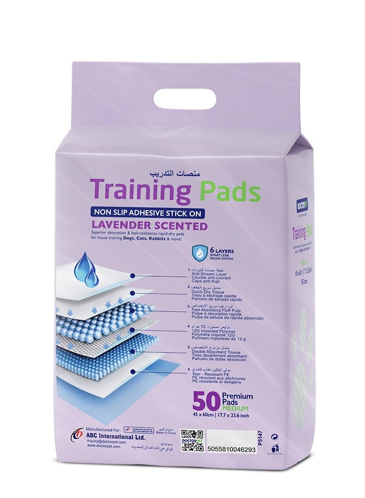 DOCTERPET Doctor Pet Training Pads Lavender 50's (45x60cm) – Medium Rapid-Dry Leak-Proof Pads,Scented, 6 Layers Quilted, Superior Absorption, Odor Control, Pet Training for Dogs, Cats, Rabbits - Image 2