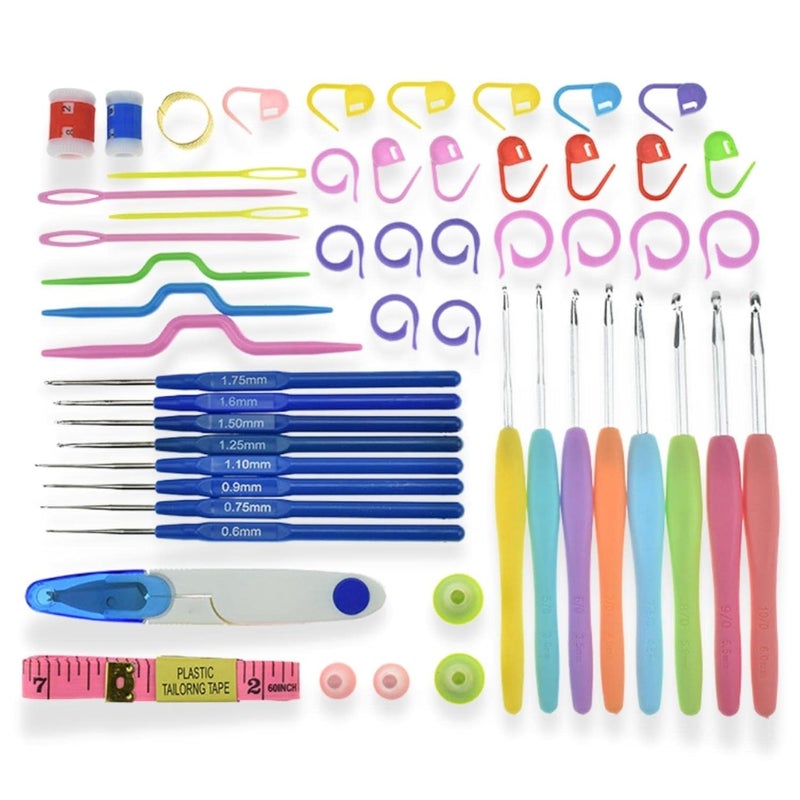 BestUBuy 51 Pieces Needle Arts Crochet Set Knitting Craft Weaving Plastic Yarn Sewing ToolsMulticolor