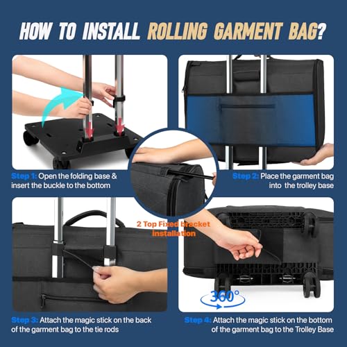 RUCYEN Rolling Garment Bag, Large Carry On Garment Bag With Wheels, Men Women Suit Carry On Garment Bag for Travel Business - Image 5