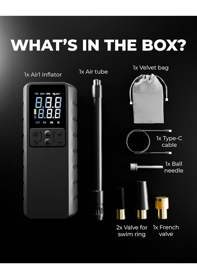 MOTMOOK Car Tire Inflators 150PSI Portable Air Compressor, Automatically Stop Tire Inflator, Car Air Pump with Digital LCD Display And Emergency lighting 5 Modes Electric Pump for Car/ Bike/ Ball/ Motorcycle，8000mAh Battery and Power Bank Function - Image 3