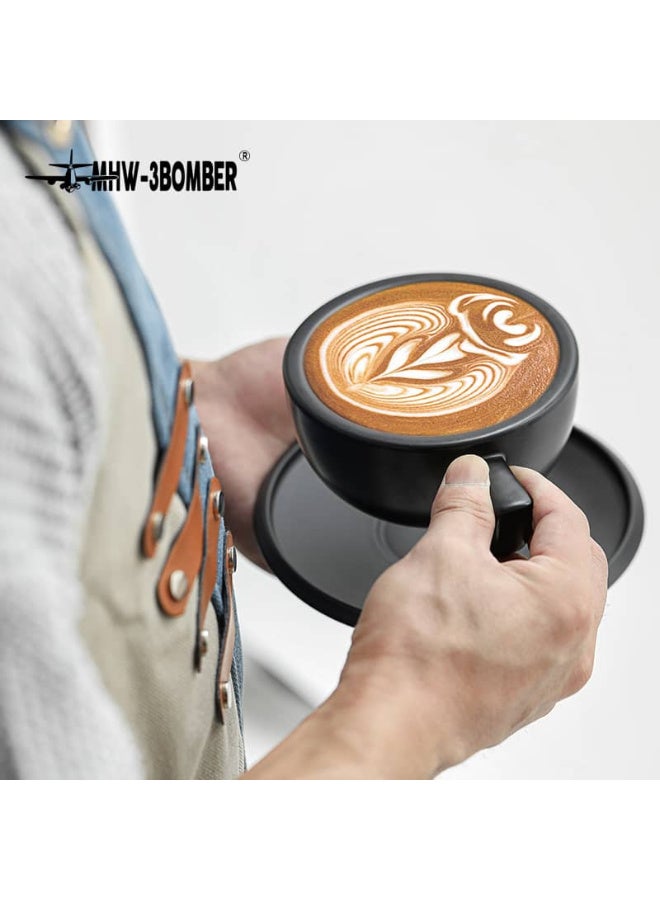 ام اتش دابيلو - ثري بومبار كوب قهوة MHW-3BOMBER C5086 سعة 280 مل مع صحن ومقبض مقاوم للحرارة، سميك لتحضير الكابتشينو واللاتيه وشوت الشاي الصلب - Image 4