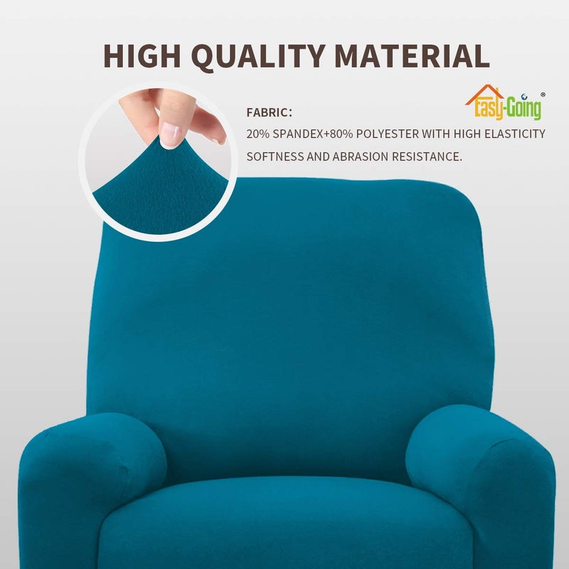 Easy-Going 4 Pieces Microfiber Stretch Recliner Slipcover â€“ Spandex Soft Fitted Sofa Couch Cover, Washable Furniture Protector with Elastic Bottom for Kids, Pet(Recliner, Peacock Blue) - Image 3