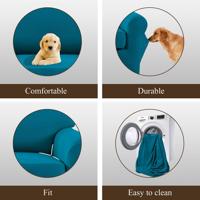 Easy-Going 4 Pieces Microfiber Stretch Recliner Slipcover â€“ Spandex Soft Fitted Sofa Couch Cover, Washable Furniture Protector with Elastic Bottom for Kids, Pet(Recliner, Peacock Blue) - Image 5