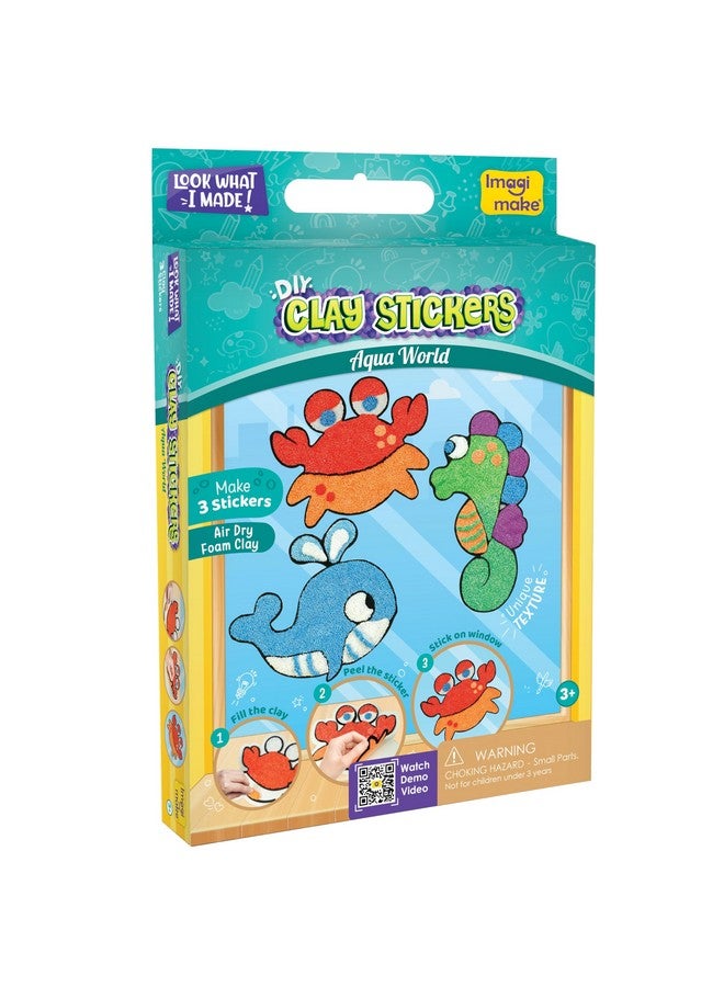 Imagimake Clay Stickers: Aqua World | Create 3 Unique DIY Stickers Using Air Dry Clay | No Mess, Travel-Friendly | Return Gifts | Birthday Gifts for Kids Ages 3,4,5,6,7,8 - Image 1