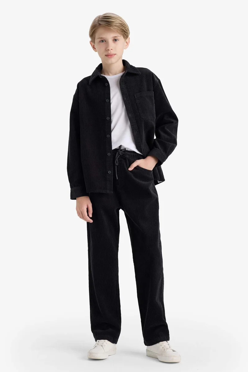 ديفاكتو Boy Regular Fit Velvet Straight Trousers