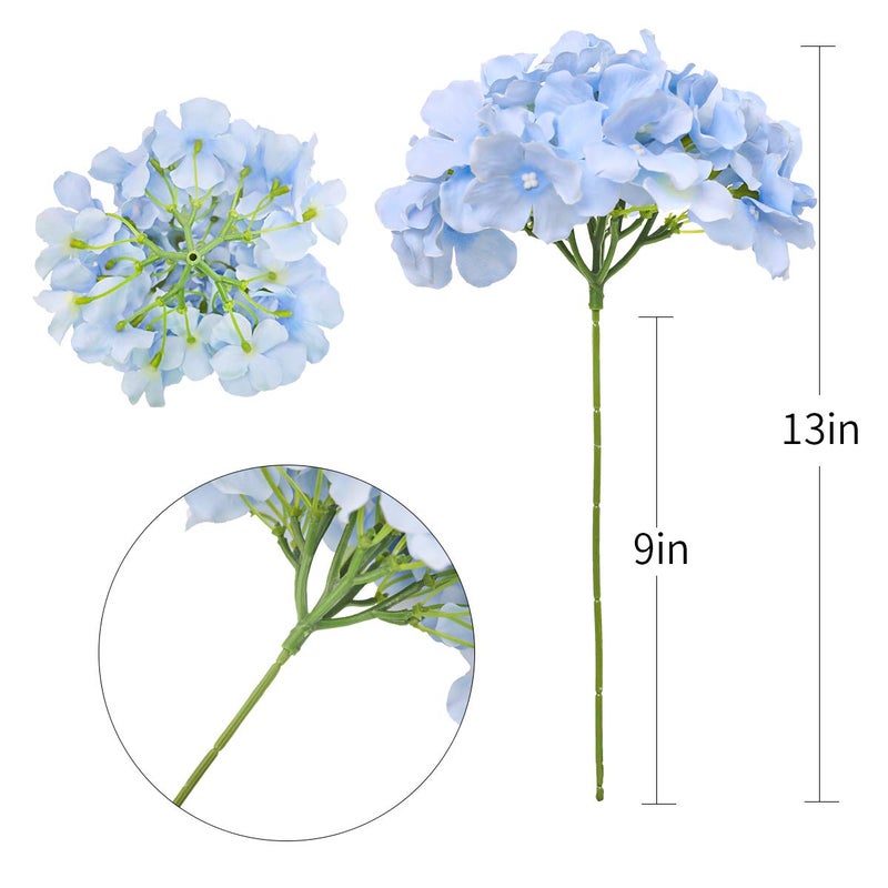 Tifuly Hydrangea Artificial Flowers with Stems 12pcs Fake Hydrangea Silk Flowers Faux Hydrangea Flowers Heads for Office Home Party Wedding Centerpiece DIY Floral Decor (Sky Blue) - Image 2