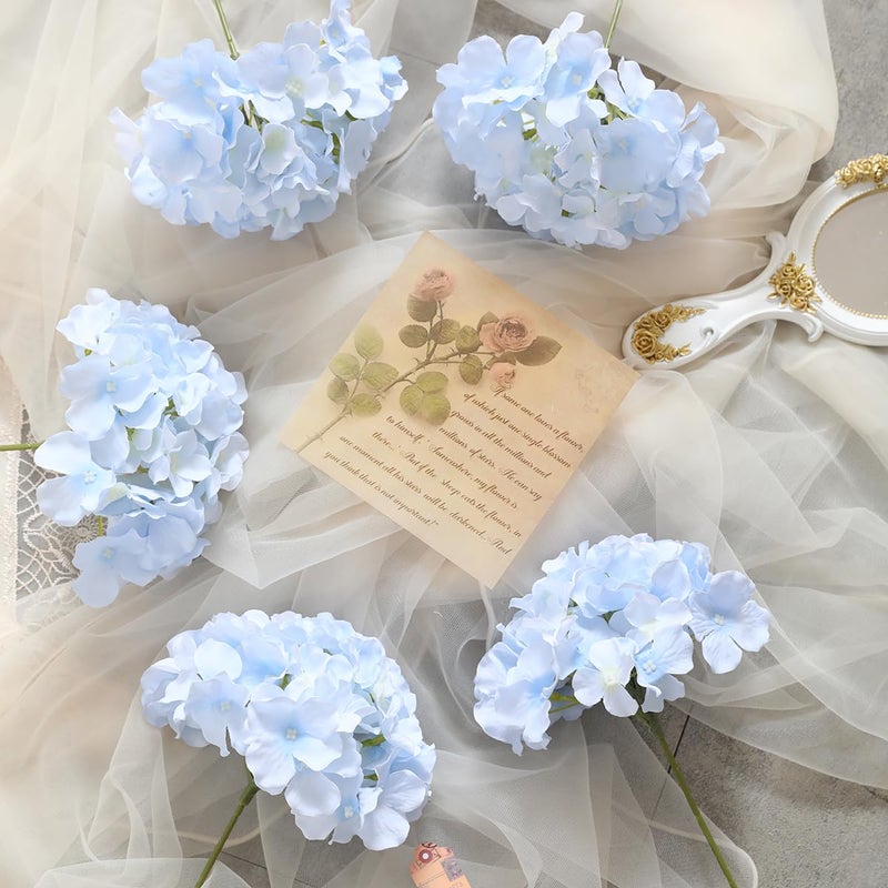 Tifuly Hydrangea Artificial Flowers with Stems 12pcs Fake Hydrangea Silk Flowers Faux Hydrangea Flowers Heads for Office Home Party Wedding Centerpiece DIY Floral Decor (Sky Blue) - Image 4
