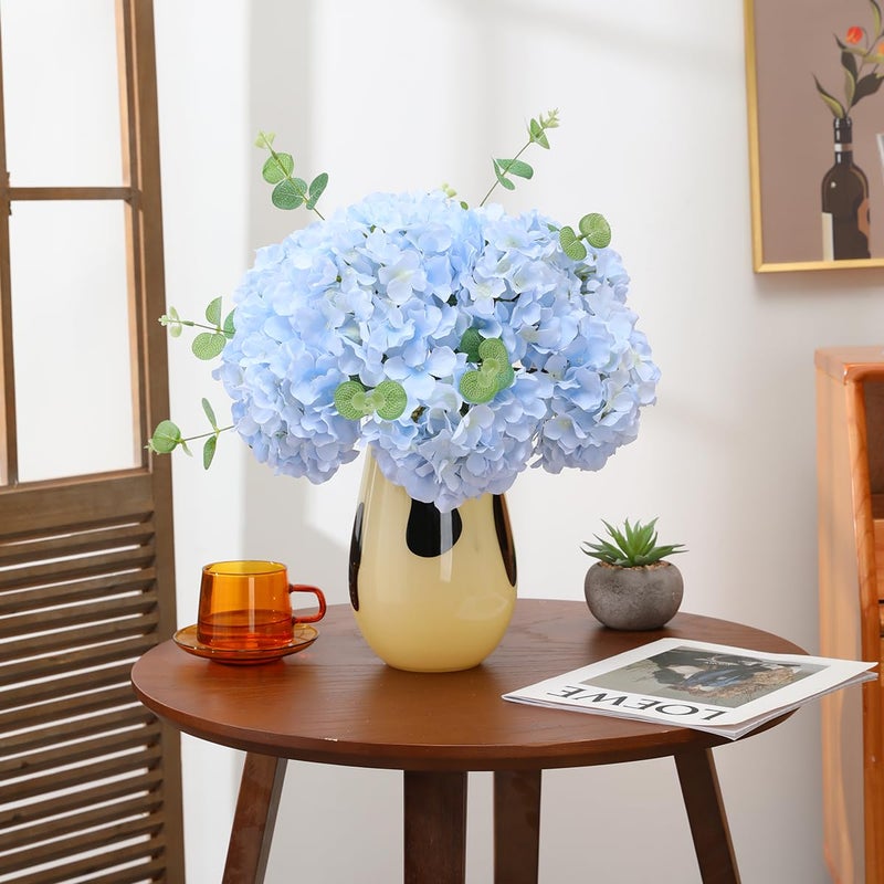 Tifuly Hydrangea Artificial Flowers with Stems 12pcs Fake Hydrangea Silk Flowers Faux Hydrangea Flowers Heads for Office Home Party Wedding Centerpiece DIY Floral Decor (Sky Blue) - Image 3