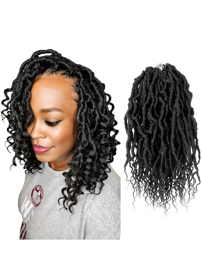BOHOBABE - Faux Locs Crochet Hair 10 Inch, Boho Soft Crochet Locs With Curly Ends, Short Bohemian Goddess Locs Crochet Braids For Black Women (6 Packs, 1B) - Image 1