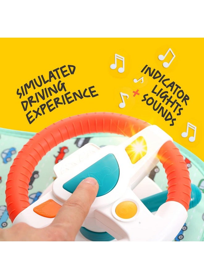 BETTERLINE Baby Car Seat Toy For Infants And Toddlers, Interactive Driving Steering Wheel With Lights, Music And Mirror, Realistic Driving Sounds - Can Use For Stroller Or Playpen, Adjustable Strap  - Image 3