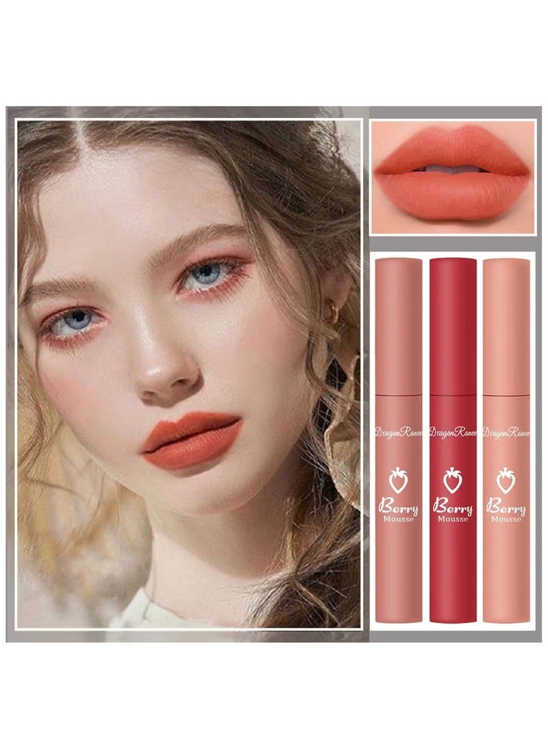 Dragon Ranee 3 Piece Nude Matte Lipstick Set - Velvet Smooth & Moisturizing Long Lasting Lip Crayon, Waterproof Lip Gloss for Women, Natural Nude Lip Stain Makeup, Set A - Image 5