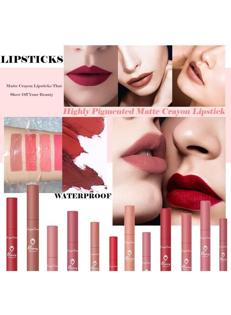 Dragon Ranee 3 Piece Nude Matte Lipstick Set - Velvet Smooth & Moisturizing Long Lasting Lip Crayon, Waterproof Lip Gloss for Women, Natural Nude Lip Stain Makeup, Set A - Image 4