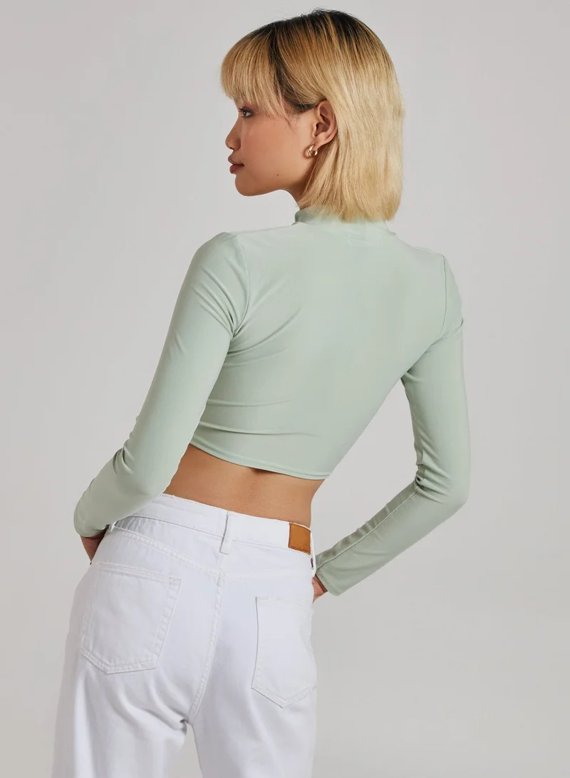 Pink Vanilla Gathered Long Sleeve Slinky Top