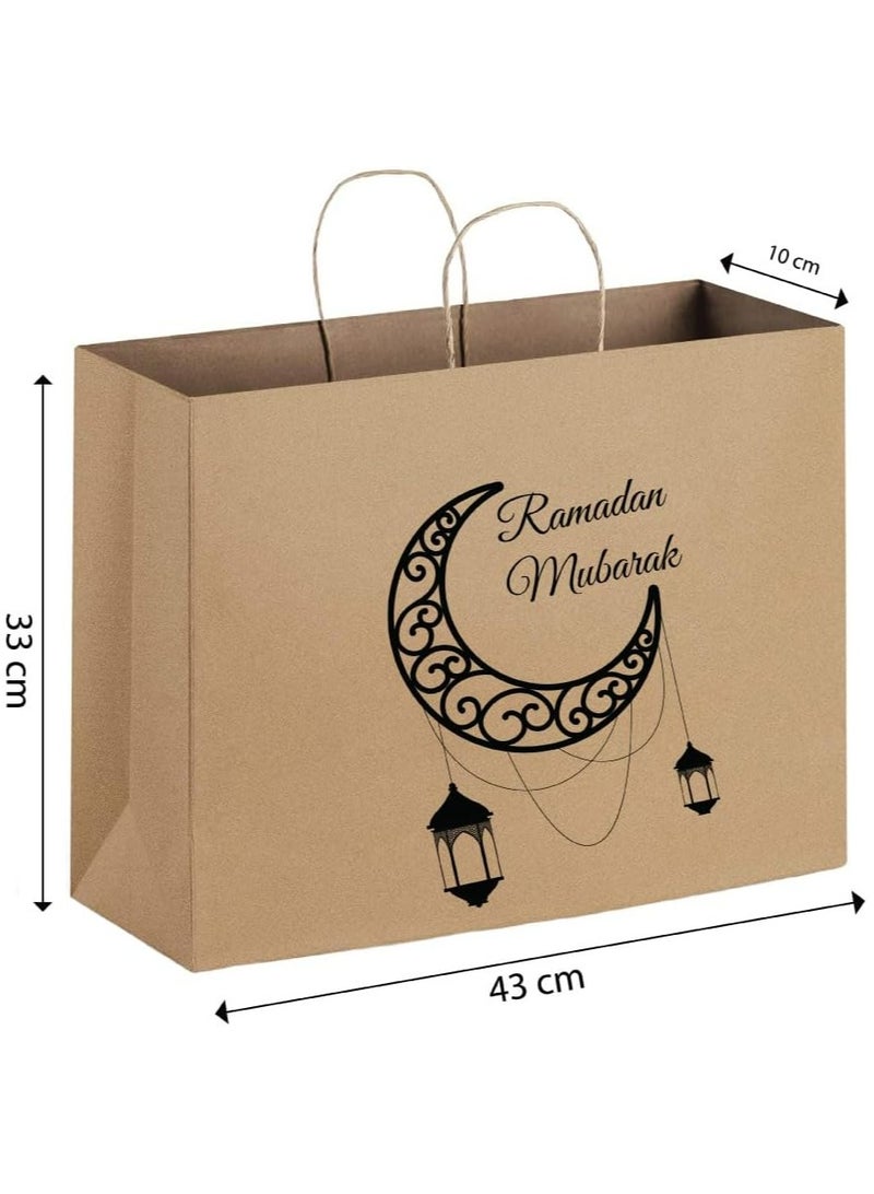 PRINTSHOP4ME 25Pcs Ramadan Kareem Kraft Brown Paper Gift Bags With Twisted Paper Handle Eco-Friendly ReUseable Biodegradeable Bags -Shopping Bag  - Image 2