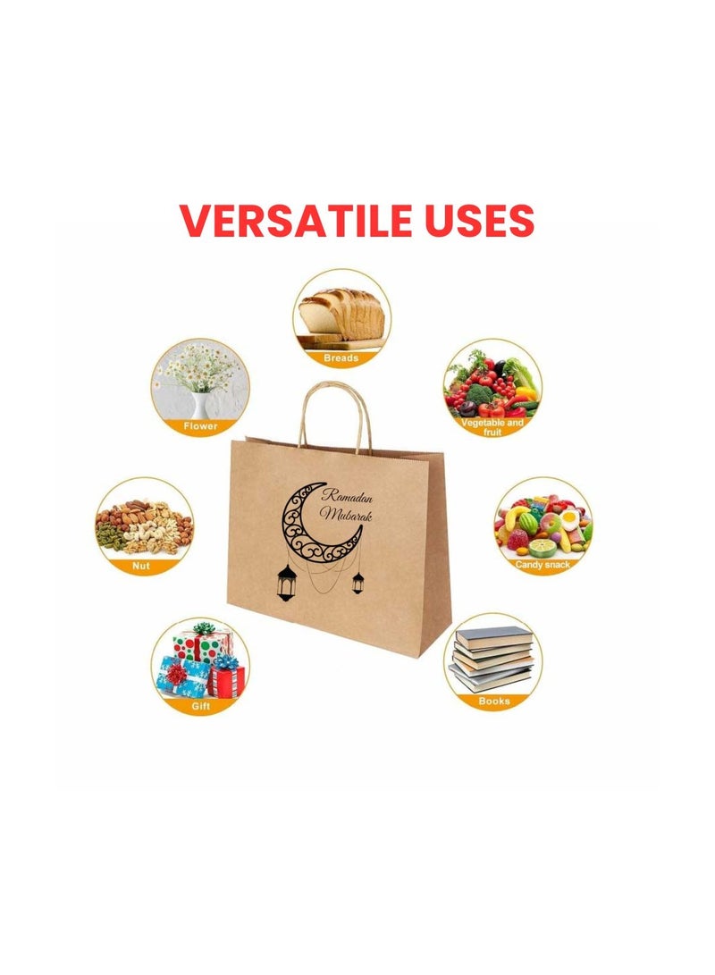 PRINTSHOP4ME 25Pcs Ramadan Kareem Kraft Brown Paper Gift Bags With Twisted Paper Handle Eco-Friendly ReUseable Biodegradeable Bags -Shopping Bag  - Image 4