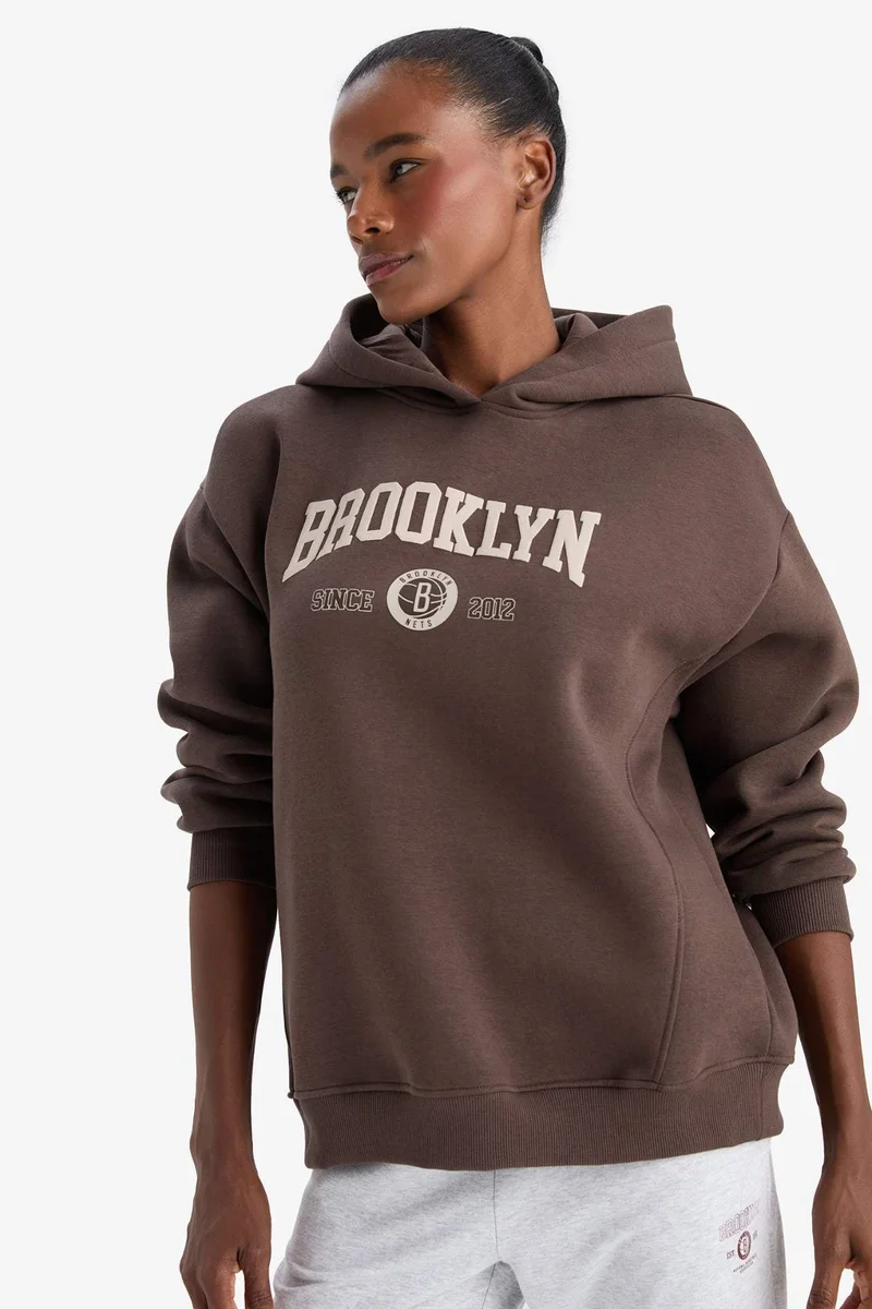Defacto  DeFactoFit NBA Brooklyn Nets Oversize Fit Sports Sweatshirt  | Best Price UAE