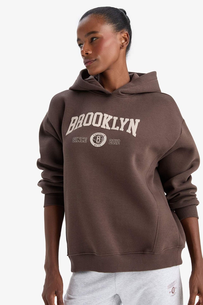 DeFactoFit NBA Brooklyn Nets Oversize Fit Sports Sweatshirt - Image 4