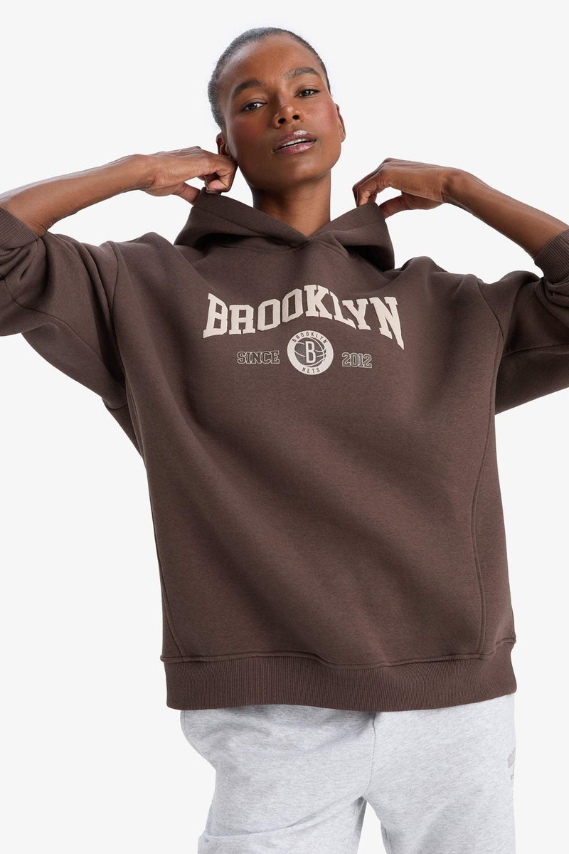 DeFactoFit NBA Brooklyn Nets Oversize Fit Sports Sweatshirt - Image 1