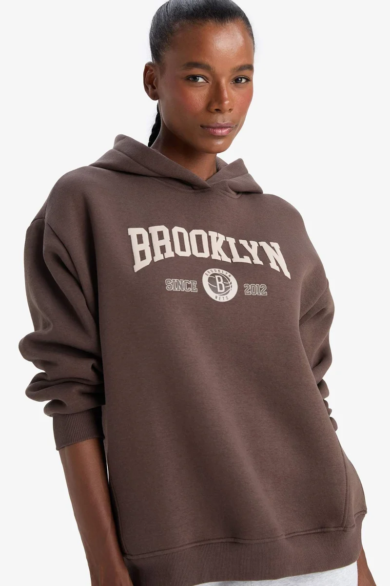 Defacto  DeFactoFit NBA Brooklyn Nets Oversize Fit Sports Sweatshirt  | Best Price UAE