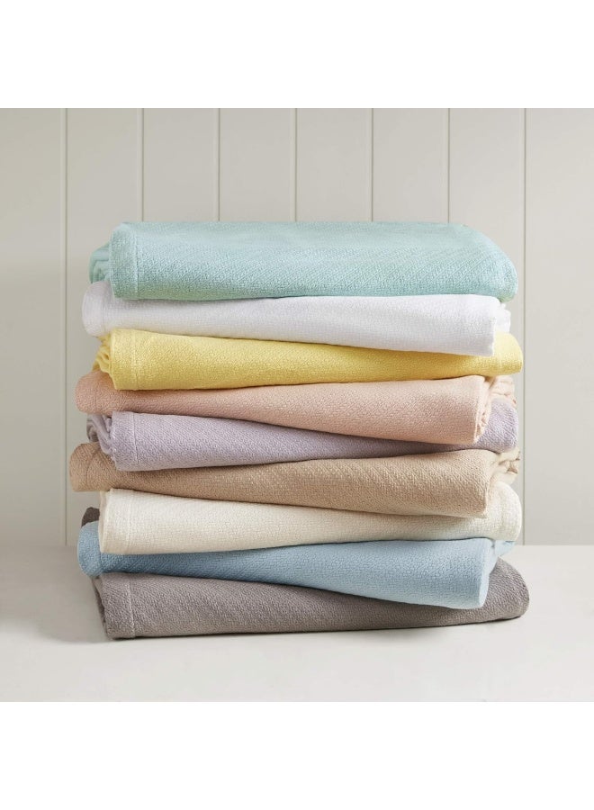 madison park Madison Park Liquid Cotton Blanket Breathable Softer Ring Spun Weave Diamond Motif Luxurious 100 Cotton All Seasons Lightweight Summer Blanket for Bed Couch Office Lilac FullQueen  - Image 2