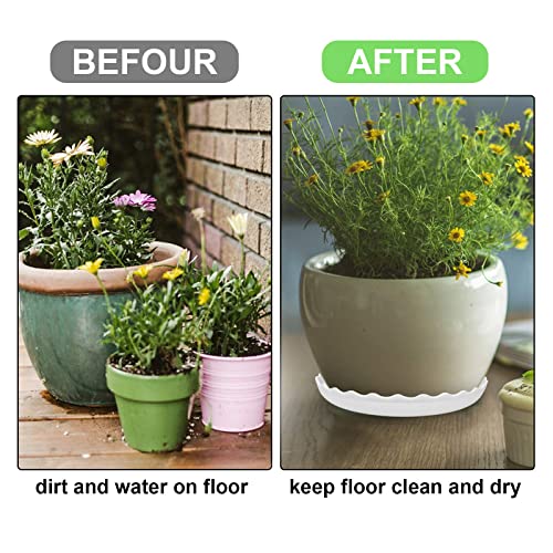 ECOESPTI 12Pcs Plant Saucer 6 8 10 Inch Durable Plastic Plant Trays for Pots White Round Plant Pot Saucers Drip Tray for Indoor and Outdoor Garden - Image 3