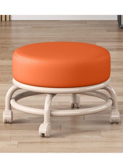 DubaiGallery Round Rolling Stool with Wheels Comfortable, Heavy Duty, 360° Rotation, Low Profile, Elegant Design for Home or Office Use  - Image 1