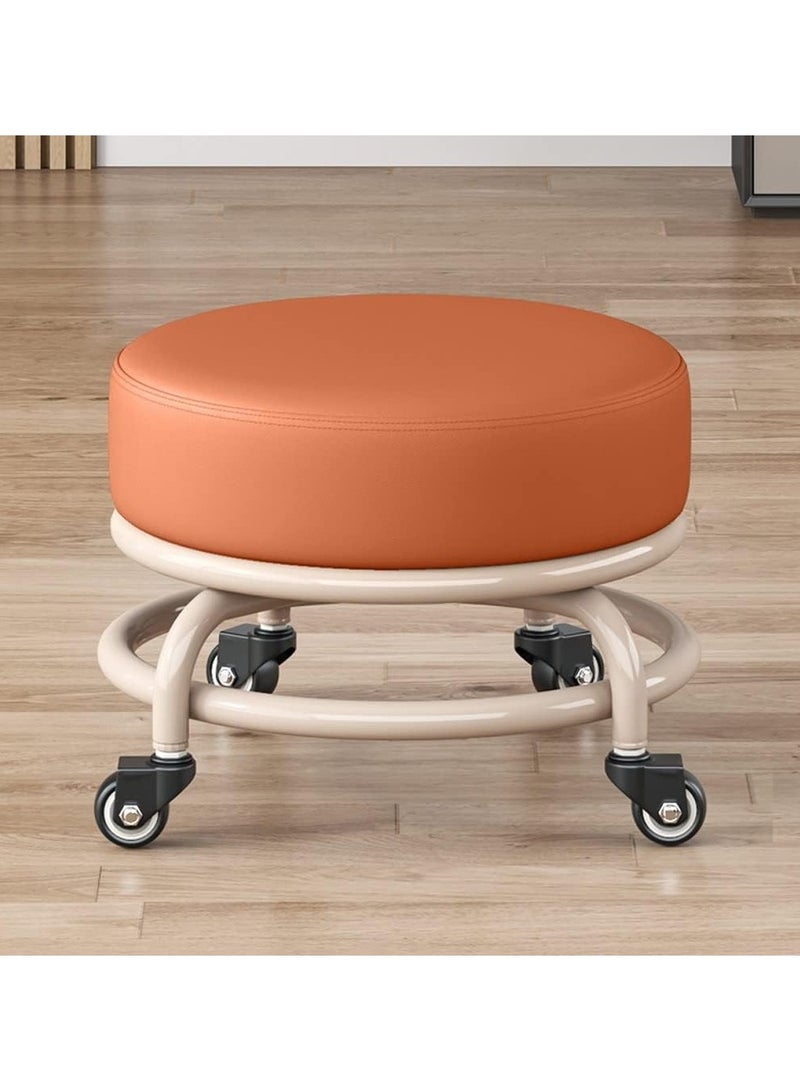 DubaiGallery Round Rolling Stool with Wheels Comfortable, Heavy Duty, 360° Rotation, Low Profile, Elegant Design for Home or Office Use - Image 2
