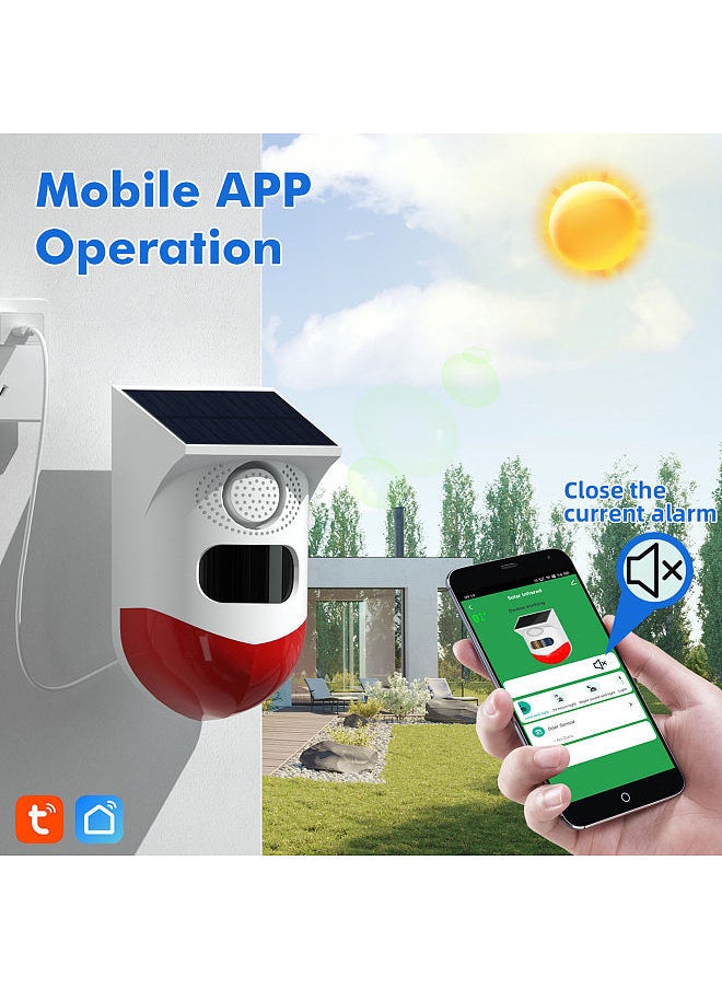 Generic Tuya WiFi Solar Powered Wireless Infrared Motion Sensor Detector Strobe Siren 120dB Alarm Waterproof PIR Sensor  - Image 2