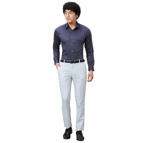 Raymond Men's Slim Fit Polyviscose Blend Flat Front Structure Pattern Light Grey Formal Trouser (Size: 38)-RMTS05247-G2 - Image 5
