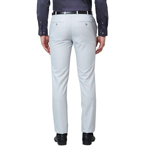 Raymond Men's Slim Fit Polyviscose Blend Flat Front Structure Pattern Light Grey Formal Trouser (Size: 38)-RMTS05247-G2 - Image 4
