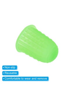 PATIKIL 0.59 Inch Rubber Finger Tips, 10 Pack Silicone Thumb Fingertip Protector Covers Guard Pads Thimble for Office Counting Sorting Sewing, Green Small Size  - Image 4