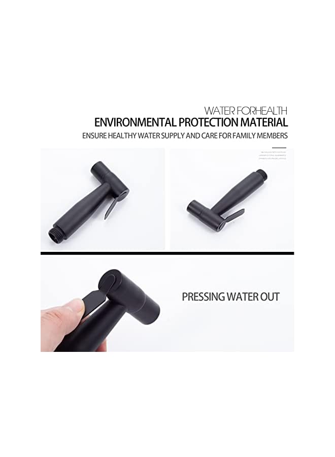 The Bros مجموعة رشاش بيديه من الفولاذ المقاوم للصدأ للمرحاض، رشاش دش محمول، ملحق بيديه للمرحاض للاستحمام الحيوانات الأليفة/النظافة الشخصية/الحمام، سهل التركيب (أسود) - Image 4