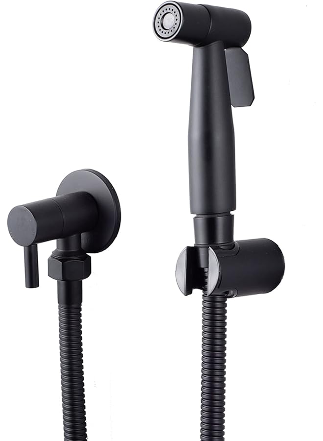 The Bros مجموعة رشاش بيديه من الفولاذ المقاوم للصدأ للمرحاض، رشاش دش محمول، ملحق بيديه للمرحاض للاستحمام الحيوانات الأليفة/النظافة الشخصية/الحمام، سهل التركيب (أسود) - Image 1