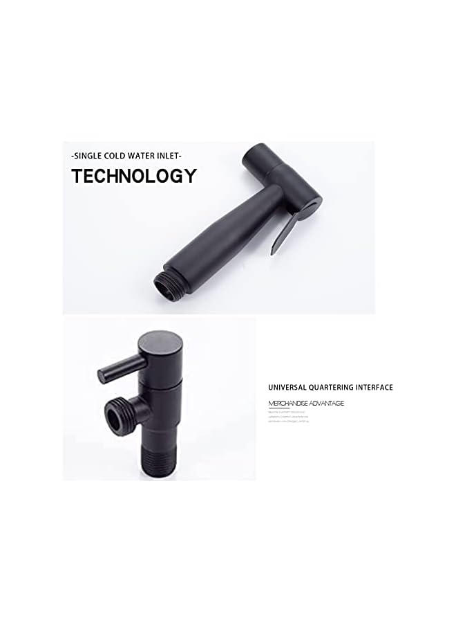 The Bros مجموعة رشاش بيديه من الفولاذ المقاوم للصدأ للمرحاض، رشاش دش محمول، ملحق بيديه للمرحاض للاستحمام الحيوانات الأليفة/النظافة الشخصية/الحمام، سهل التركيب (أسود) - Image 5