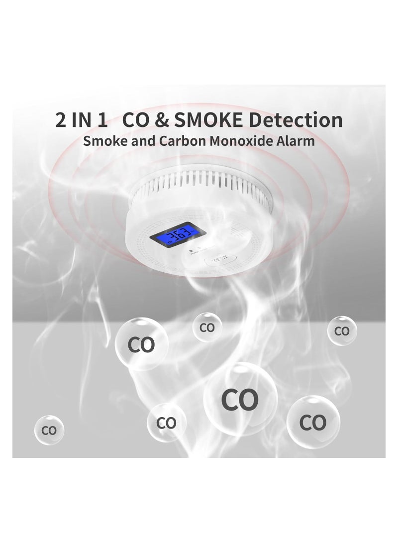 2-in-1 Carbon Monoxide & Smoke Alarm with Battery, 85dB Alarm, LCD Screen, Easy Installation, WiFi Enabled Detector for Home and Kitchen Safety. - Image 2