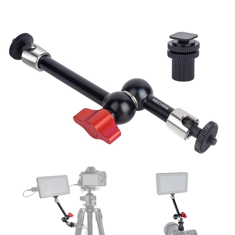 Mechrig 9 Cold Shoe Magic Arm with 360 Ball Joint Extended Stainless Steel Friction Arm for Camera Cage Rig LED Panel Monitor Mount Vlog Studio Photography87002 - Image 2