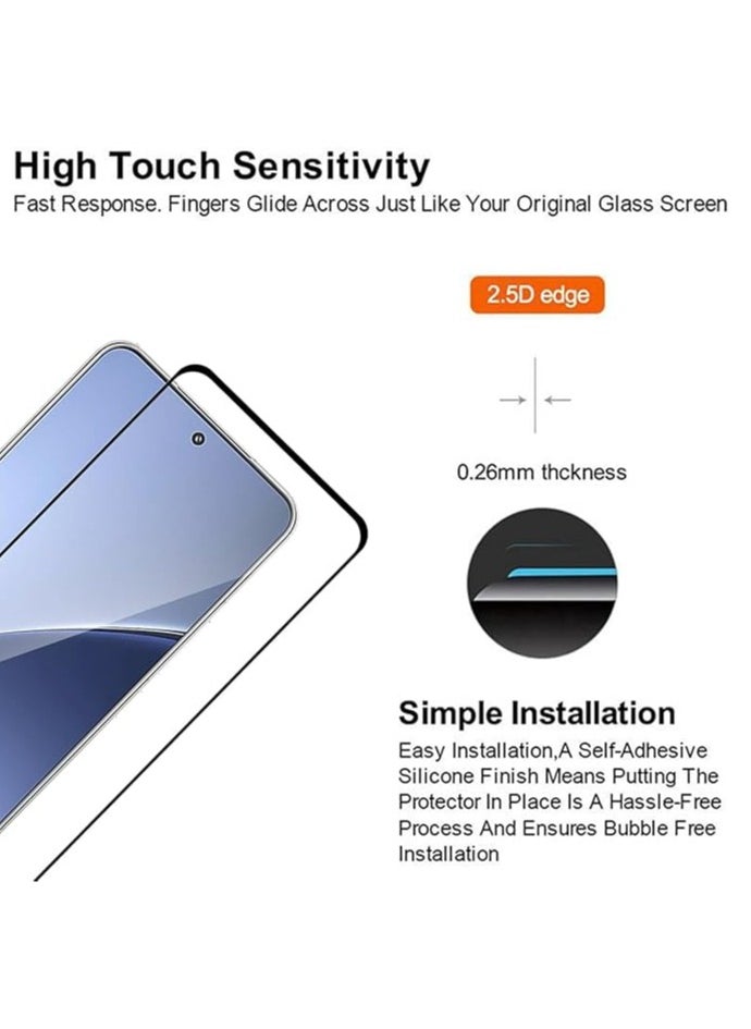 [2 Pack] Tempered Glass Compatible with Xiaomi 15 Pro Screen Protector, Premium 3D Curved Edge Guard Film, Edge to Edge Full Screen Cover, Work with Most Cases