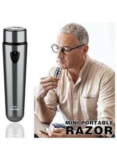 FeiHong Mini Portable Electric Shaver for Men Waterproof, Cordless Pocket Razor for Men USB Rechargeable, Wet and Dry Rotary Shaver-Grey  - Image 3