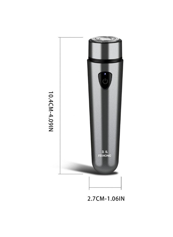 FeiHong Mini Portable Electric Shaver for Men Waterproof, Cordless Pocket Razor for Men USB Rechargeable, Wet and Dry Rotary Shaver-Grey  - Image 5