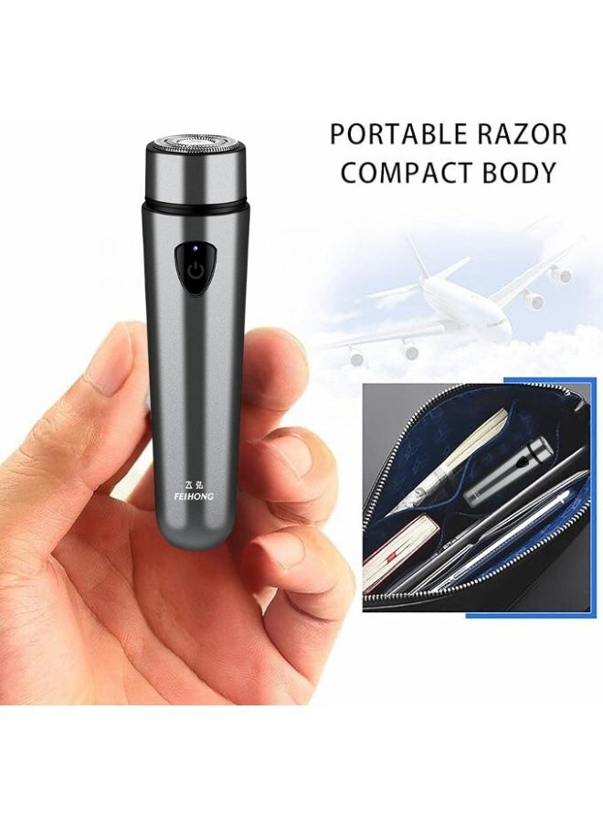 FeiHong Mini Portable Electric Shaver for Men Waterproof, Cordless Pocket Razor for Men USB Rechargeable, Wet and Dry Rotary Shaver-Grey  - Image 4