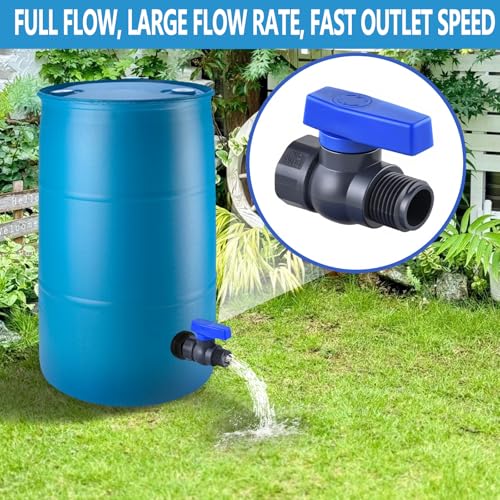 LUOFANT 2 Pack 3/4 Inch Rain Barrel Spigot Kit, PVC Garden Hose Shut Off Valve with Bulkhead Fitting, Rain Barrel Diverter Kit for Water Tanks, Aquariums, Garden Barrel - Image 3