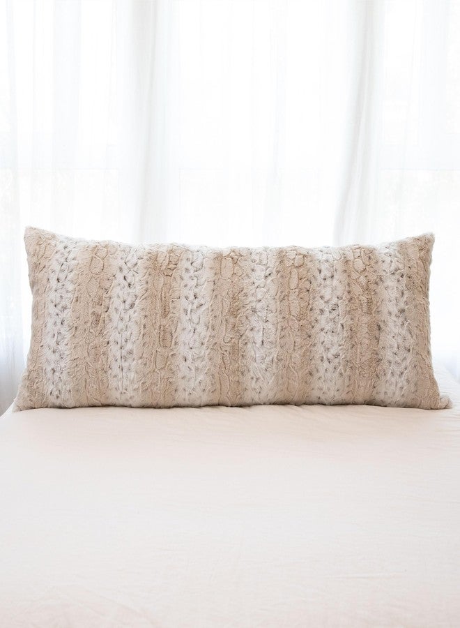Cheer Collection وسادة جسم من الفرو الصناعي من تشيير كولكشن مع إدخال - 20” × 54” وسادة طويلة مزخرفة بنقشة الفهد بتدرج الألوان للكنبة، السرير وديكور غرفة المعيشة - Image 1
