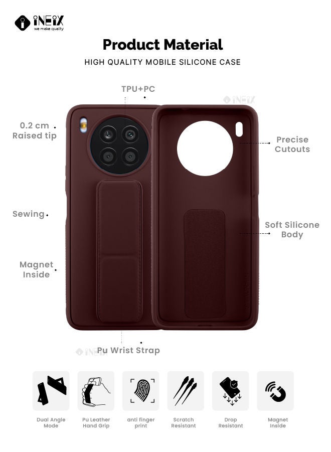 إينيكس جراب حماية 3 في 1 مغناطيسي ذو مسند للهاتف وسوار لأصابع اليد لهاتف هونور 50 ليت بني - Image 2