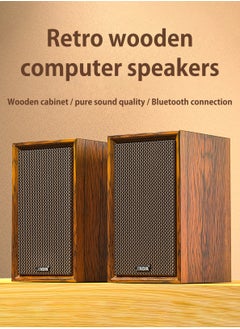 SADA Desktop Computer Speaker Surround Sound 2.0 Stereo,Classic Solid Wood PC Speakers,Two Linking Methods, Bluetooth 5.0 and Wired Link (3.5mm Connector UBS Powered),Adapts to Multiple Scenes  - Image 1